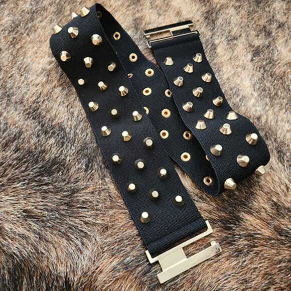 GOLD STUDDED ELASTIC BELT - Picture 1 of 3